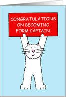 Form Captain Election Congratulations Cartoon White Cat with a Banner card