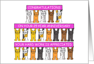 25 Year Work Anniversary Cartoon Cats Holding Banners card