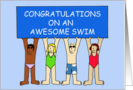 Awesome Swim Congratulations Cute Cartoon Children card