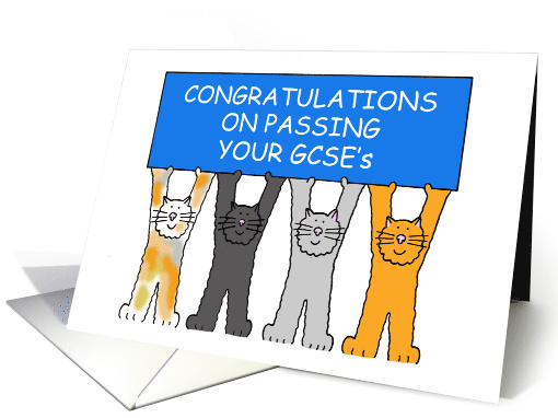 Congratulations on Passing Your GCSEs Cartoon Cats card (1392774)