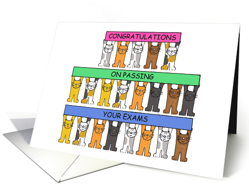 Congratulations on Passing Your Exams Cute Cartoon Cats card (1393492)