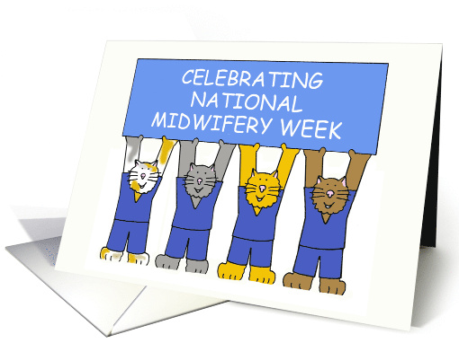 Celebrating National Midwifery Week October Cats Wearing Scrubs card