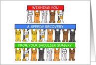 Speedy Recovery from Shoulder Surgery Cartoon Cats with Banners card