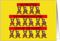 Chinese New Year of the Monkey 2028 Cartoon Cute Chimps card