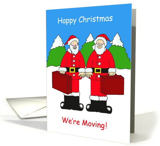 New Address We're Moving Two Santas Cartoon Christmas Humor card