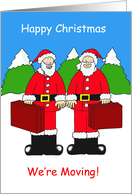 New Address We’re Moving Two Santas Cartoon Christmas Humor card