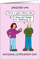 January 24th National Compliment Day Cartoon Couple Humor card