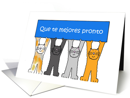 Spanish Get Well Soon Que te mejores pronto Cartoon Cats card