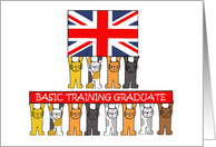 UK Basic Training Graduate Congratulations Cats and Union Jack Flag card