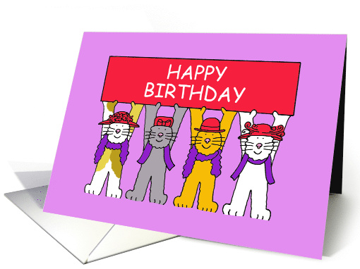 Lady In Red Hat Birthday Cartoon Cats in Red Hats and... (1425214)