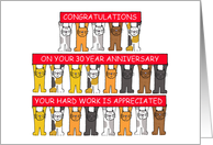 30 Year Work Anniversary Congratulations Cartoon Cats card