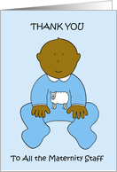 Thanks to Maternity Staff African American Cute Baby Boy card