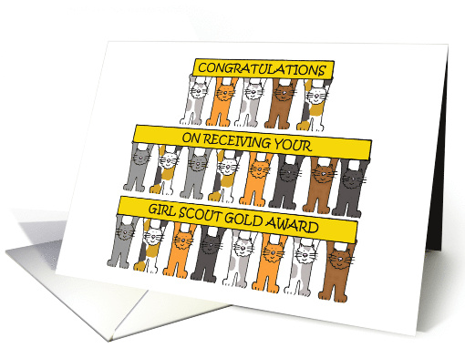 Girl Scout Gold Award Congratulations Cartoon Cats card (1428994)
