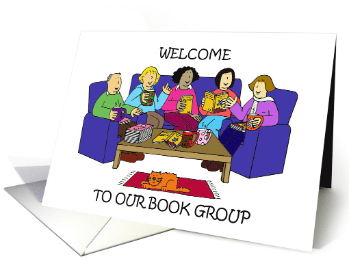 Welcome to Our Book Group Cartoon Group of People Reading card