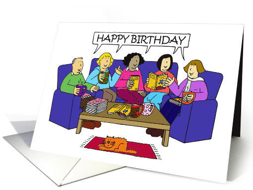 Happy Birthday from the Book Club Readers Cartoon Group card (1429654)