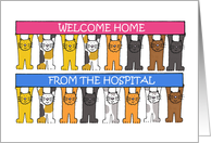 Welcome Home from the Hospital Cartoon Cats Holding Up Banners card