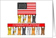 Election Congratulations Cartoon Cats and American flag card