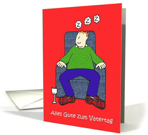 Happy Father's Day in German Cartoon Man Sleeping in His Armchair card