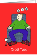 Happy Father’s Day in Polish Cartoon Sleeping Dad in His Armchair card