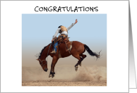 Rodeo Win Congratulations Bucking Horse and Rider Photograph card