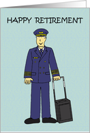 Happy Retirement Pilot Cartoon Pilot with Travel Bag card