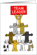 Team Leader Blank Card Cute Cartoon Cats Holding a Banner card