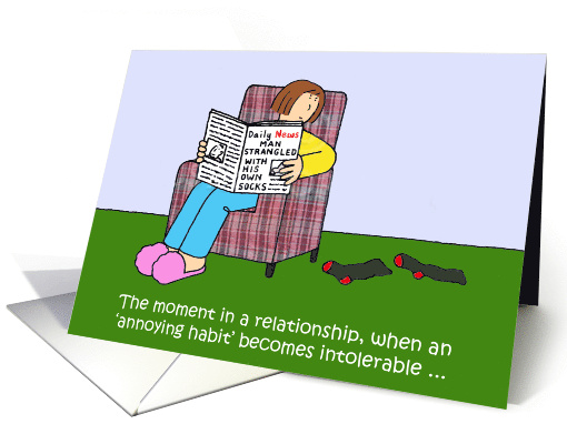 Relationship Humor Man and His Annoying Habits Cartoon card (1439692)