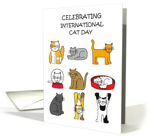 International Cat Day August 8th Cute Cartooon Cats card (1442778)