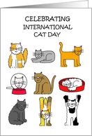 International Cat Day August 8th Cute Cartooon Cats card