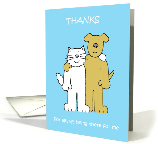 National Best Friends Day June 8th Cartoon Cat and Dog Hugging card
