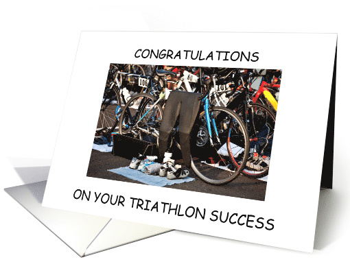 Congratulations on Triathlon Success Changeover Clothing and Bike card