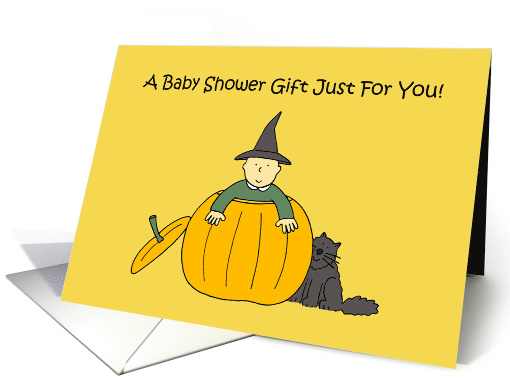 Halloween Baby Shower Gift Cute Cartoon Pumpkin and Baby card