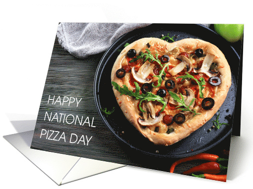 National Pizza Day February 9th Heart Shaped Pizza Invitation card