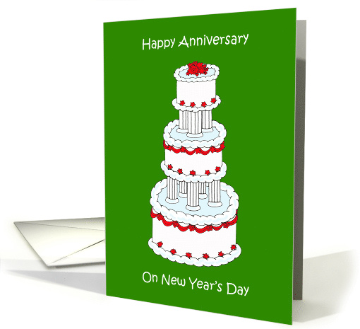 New Year's Day Wedding Anniversary Stylish Cake card (1453266)