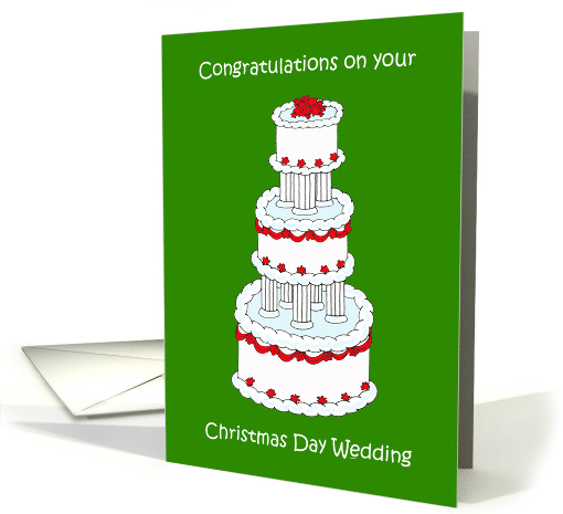 Christmas Day Wedding, December 25th Stylish Cake card (1453274)