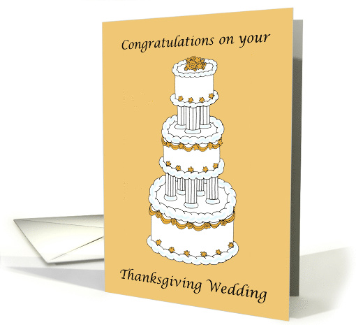 Thanksgiving Wedding Congratulations Stylish Cake Illustration card