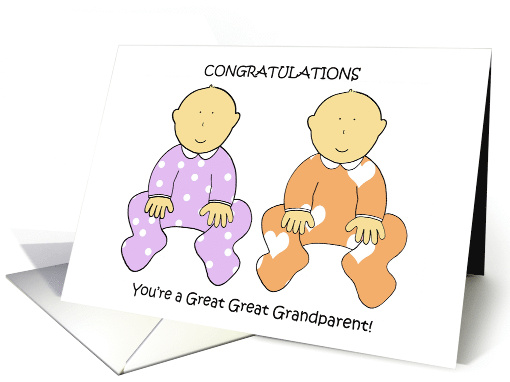 Great Great Grandparent to Twins Congratulations card (1455154)