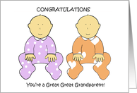 Great Great Grandparent to Twins Congratulations card