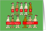 Almost Nude Cartoon Funny Christmas Men to Customize with Any Name card