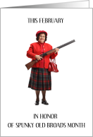 Spunky Old Broads Month February Senior Lady with a Shotgun card