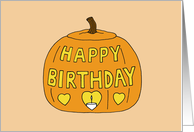 Halloween Happy Birthday October 31st Cute Cartoon Carved Pumpkin card