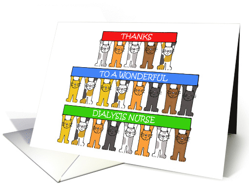Thanks to Dialysis Nurse Cartoon Cats Holdng Up Banners card (1461402)