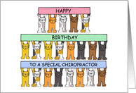 Happy Birthday Chiropractor Cute Cartoon Cats Holding Banners card