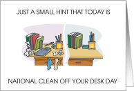 National Clean Off Your Desk Day January Untidy Office Desk Cartoon card