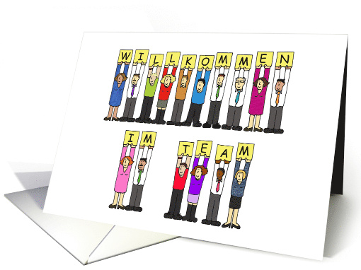 Welcome to the Team in German Cartoon Group of Diverse People card