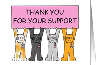 Thanks for Your Support Cartoon Cats Wearing Pink Ribbons card