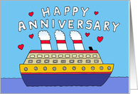 Wedding Anniversary Congratulations Romantic Cartoon Cruise Ship card