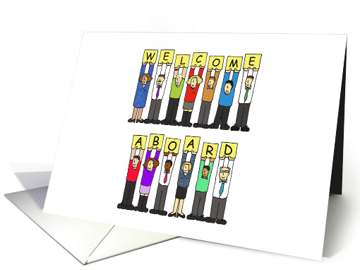 Welcome Aboard to the Team Diverse Group of Cartoon People card