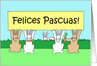 Spanish Happy Easter Felices Pascuas Cute Cartoon Bunnies card