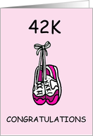 42K Marathon Congratulations for Her Cartoon Training Shoes card